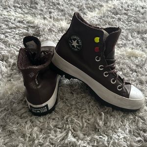 Brown Leather High Top Converse